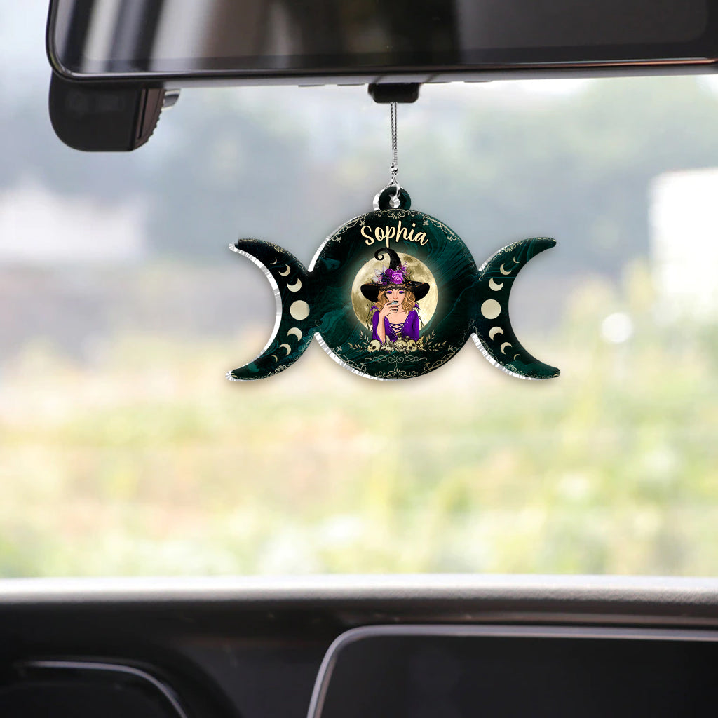Triple Moon - Personalized Witch Car Ornament