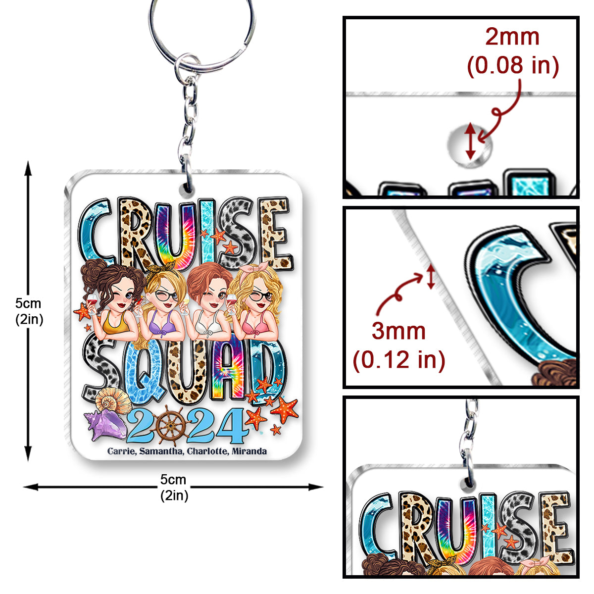 Cruise Squad 2024 - Personalized Cruising Custom Shaped Keychain