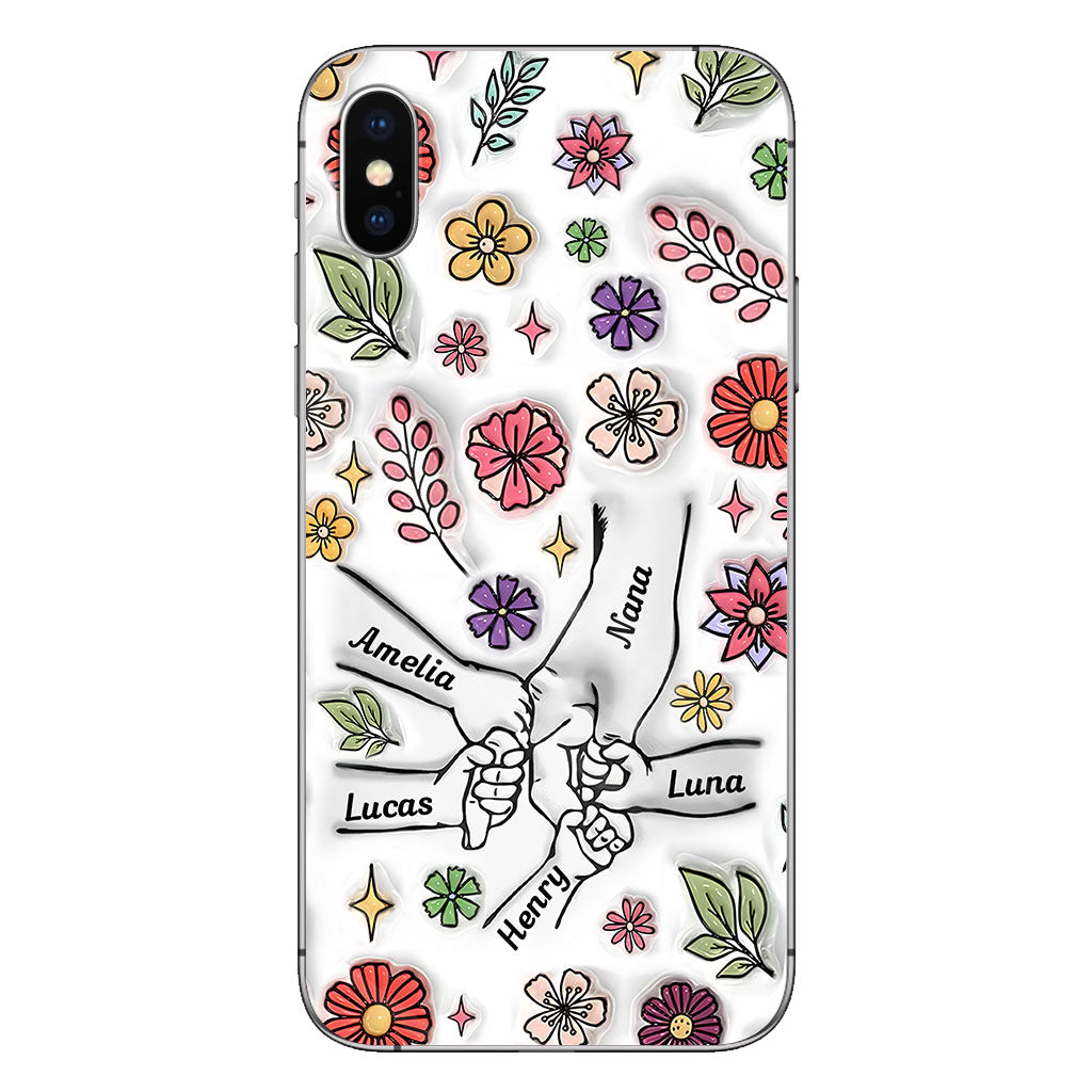 Spring Flower Holding Hands Nana Mom - Personalized Grandma Phone Case