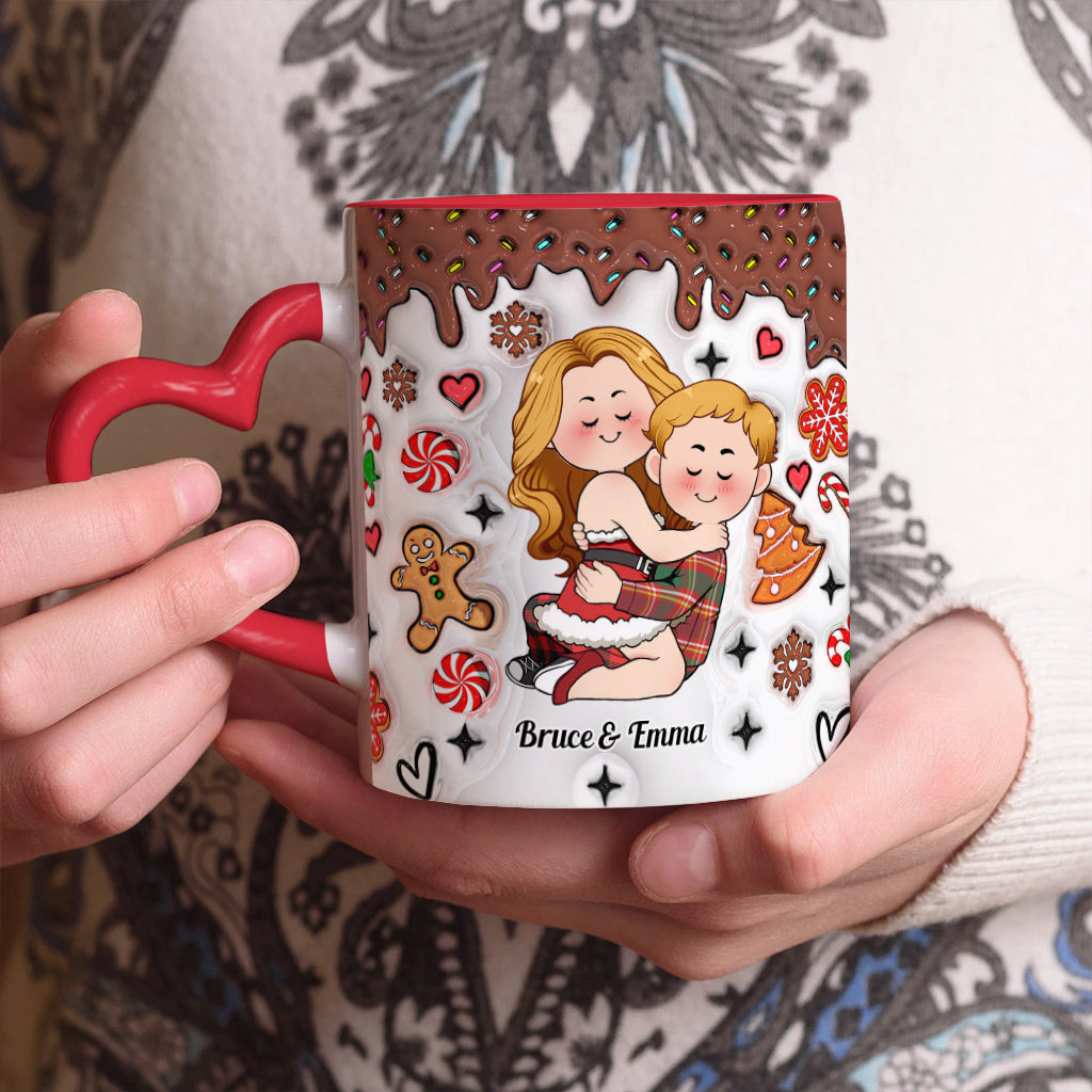 All I Want For Christmas Is You - Personalized Couple Heart Handle Mug