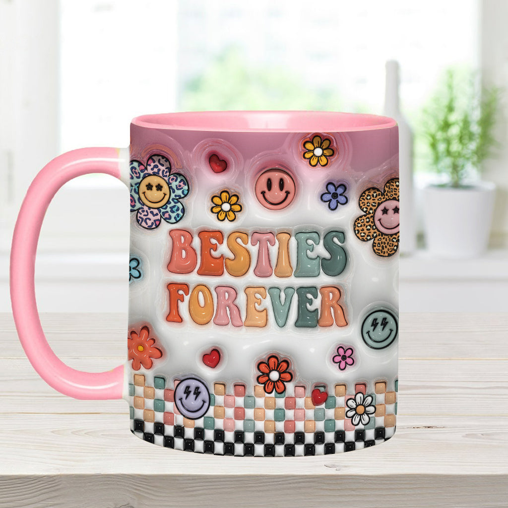 Besties Forever Floral - Personalized Bestie Accent Mug