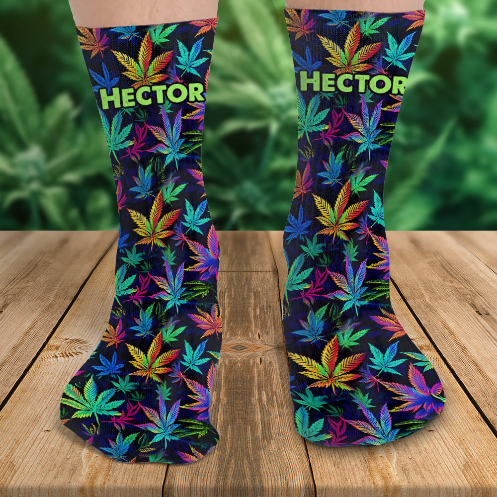 It's 420 somewhere Colorful Marijuana - Personalized Weed Socks