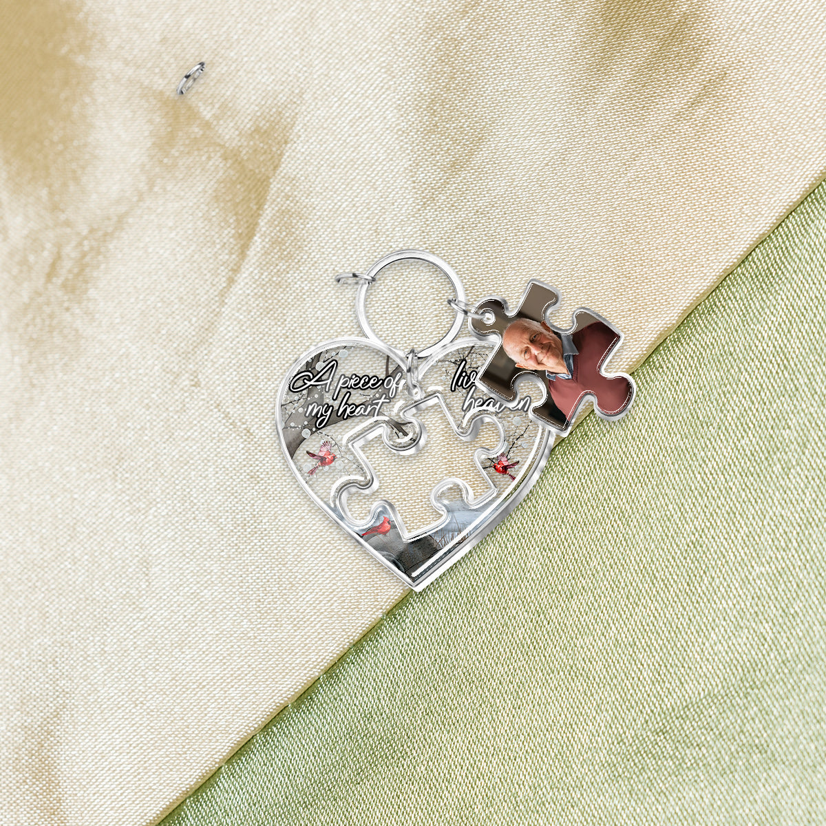 A Piece Of My Heart Lives In Heaven - Personalized Memorial Keychain with Charms