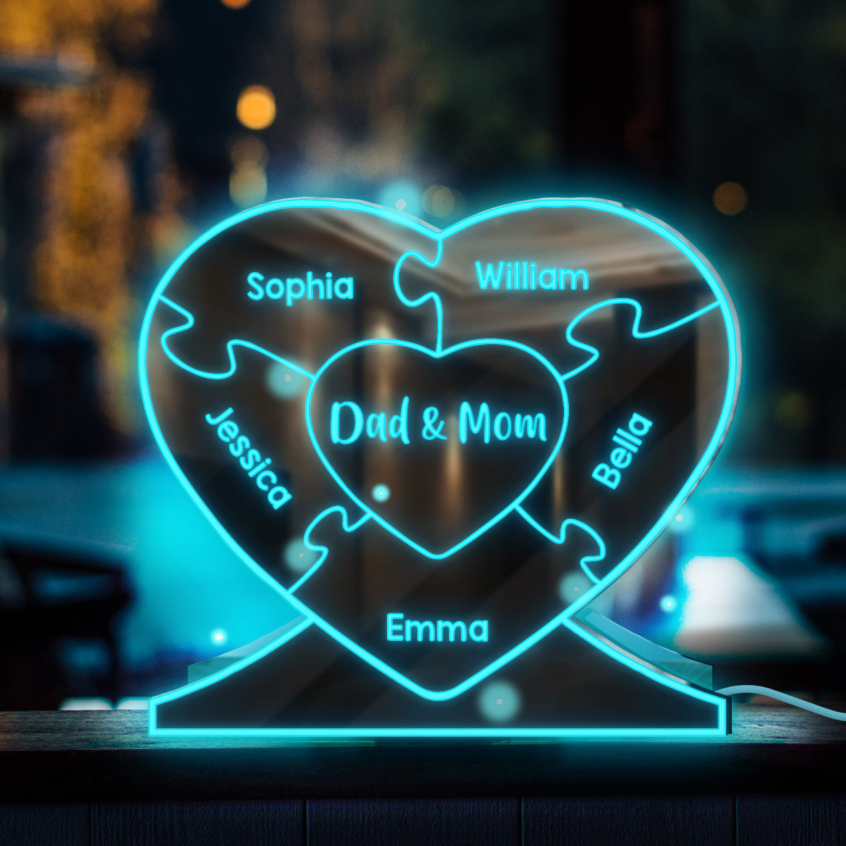 Heart Family - Personalized Family Mirror Light
