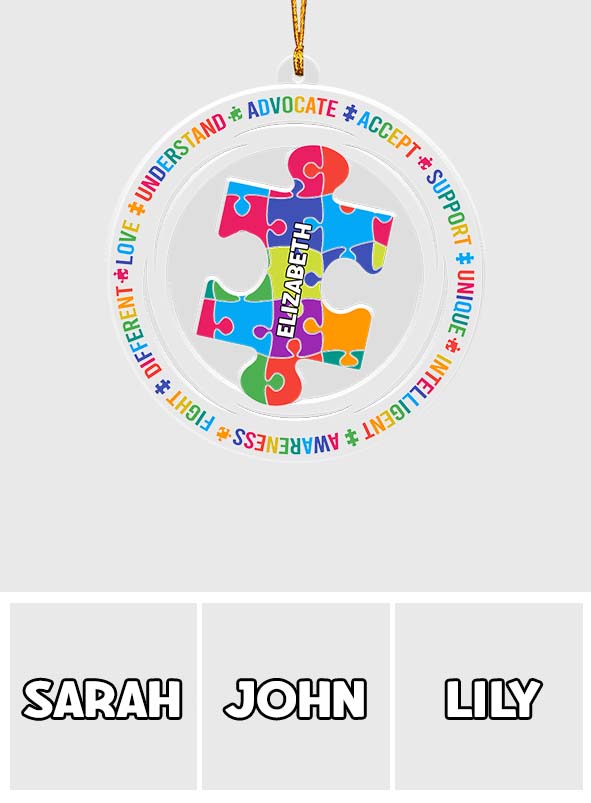 Love Understand - Personalized Autism Awareness Transparent Ornament
