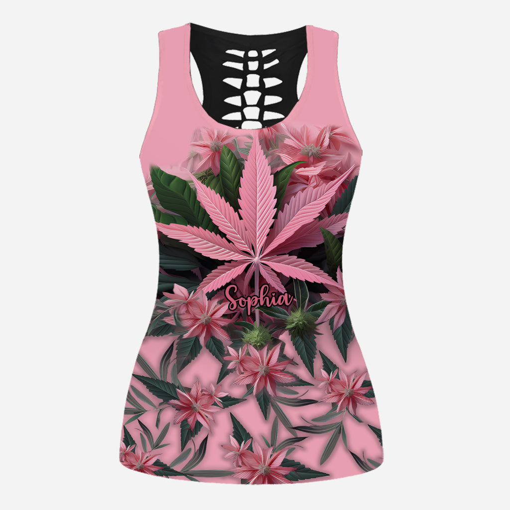 Pink Stoner Chick - Personalized Weed Hollow Tank Top and Women Shorts