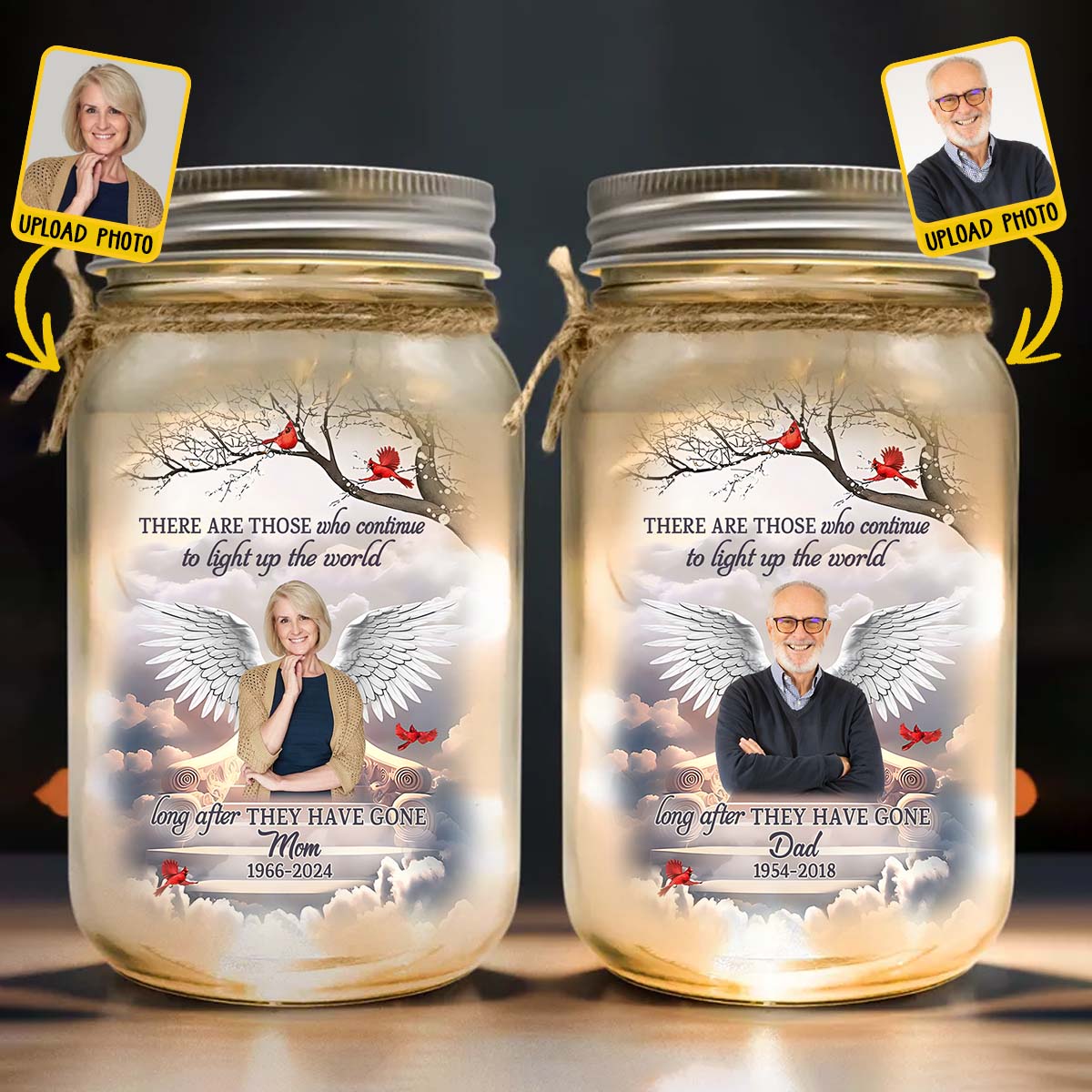 Light Up The World Sympathy Gift - Personalized Memorial Mason Jar Light