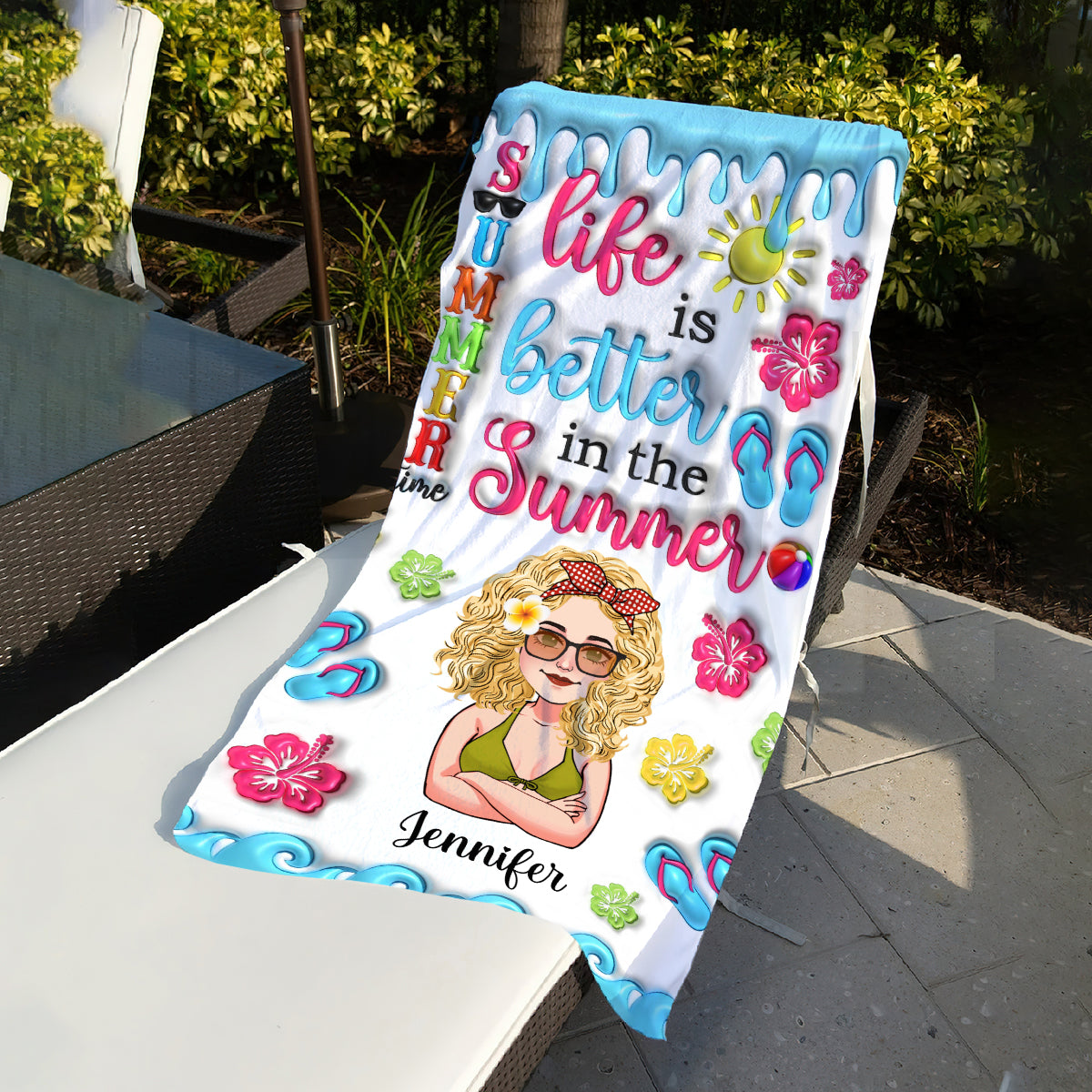 Life Is Better In Summer - Personalized Sea Lover Beach Towel