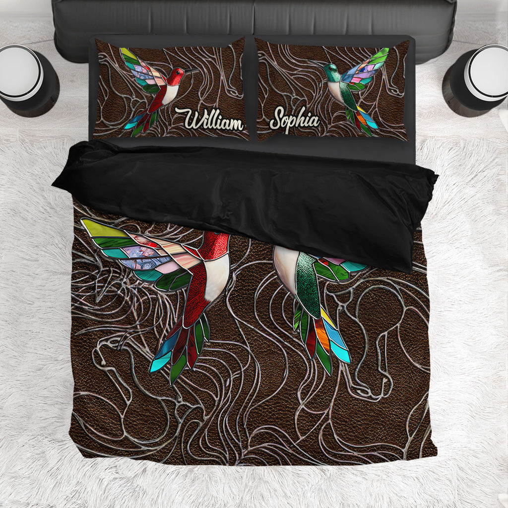 Family Members Hummingbirds Beautiful Birds - Personalized Family Bedding Set