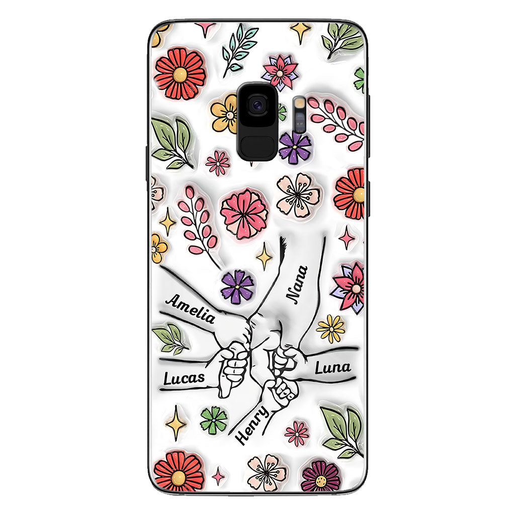 Spring Flower Holding Hands Nana Mom - Personalized Grandma Phone Case