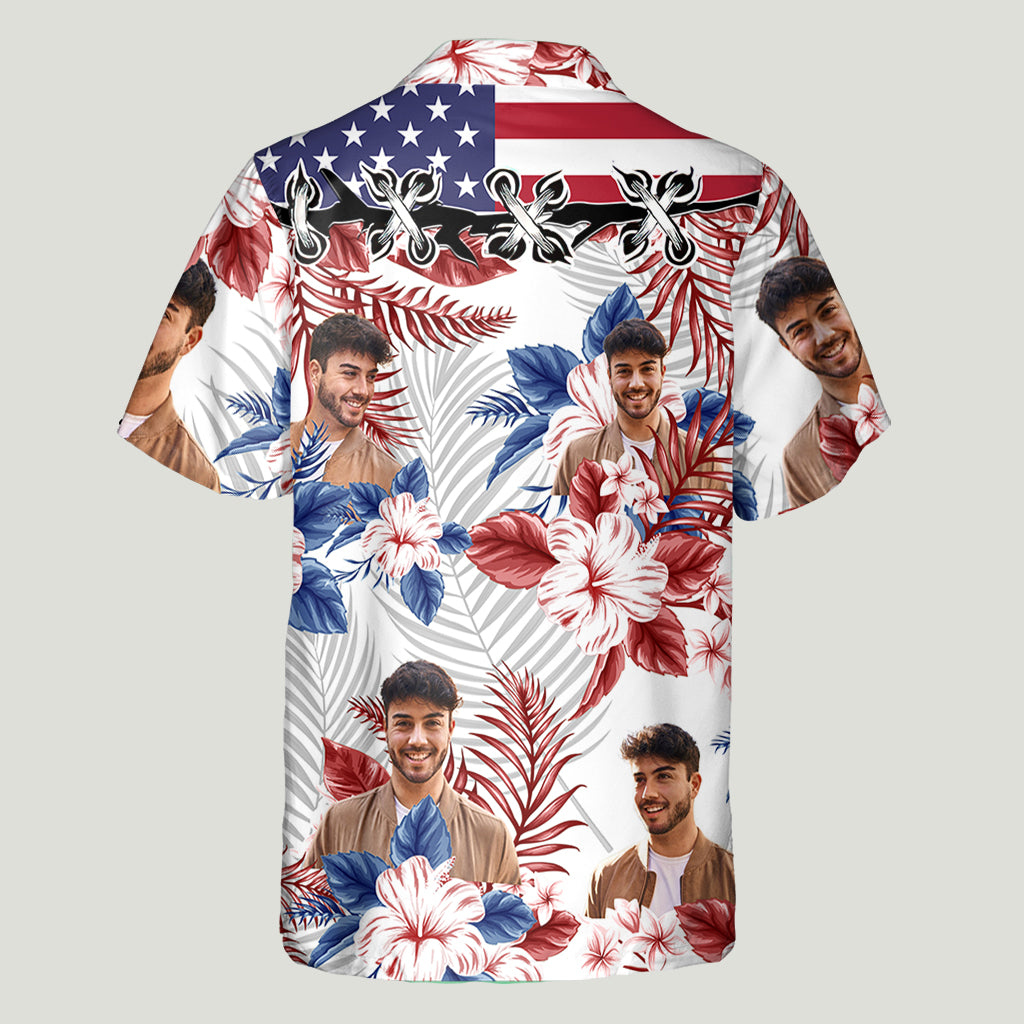 American Flag Flower - Personalized Independence Day/ 4th of July Hawaiian Shirt