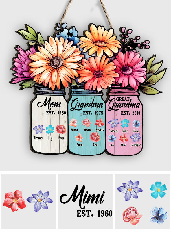 Mom Grandma Great Grandma - Personalized Grandma Custom Shaped Wood Sign