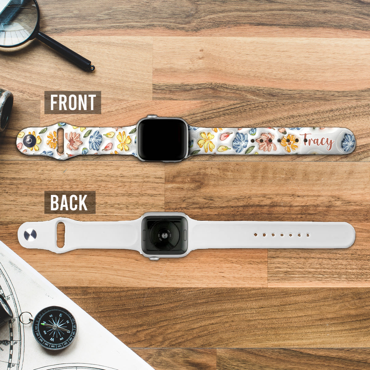 Puffy Floral Apple Watch Band - Personalized Apple Watch Band