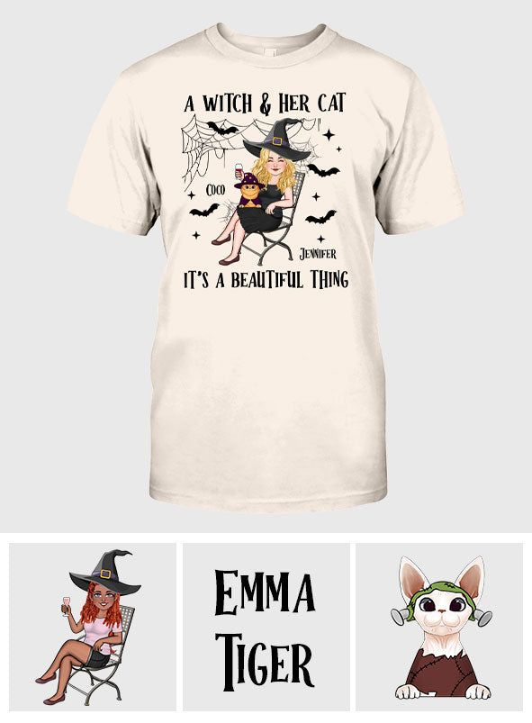 A Witch And Her Cat - Personalized Witch T-shirt And Hoodie