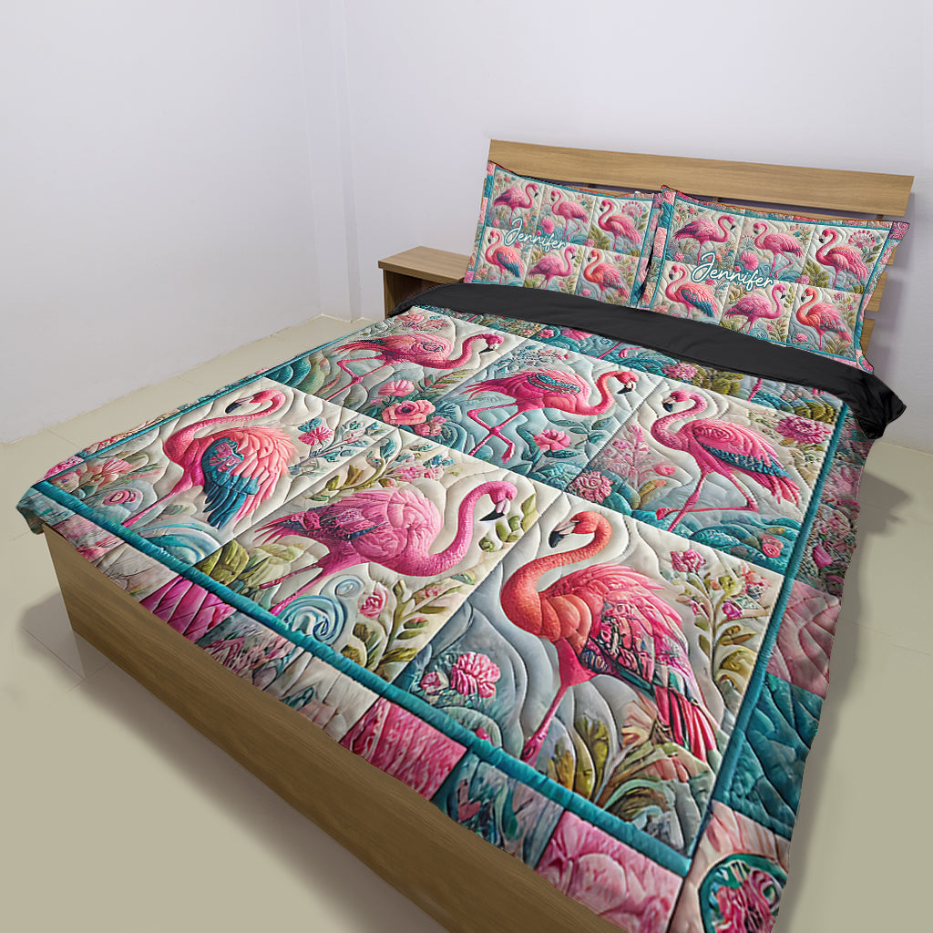 Vintage Flamingo - Personalized Flamingo Bedding Set