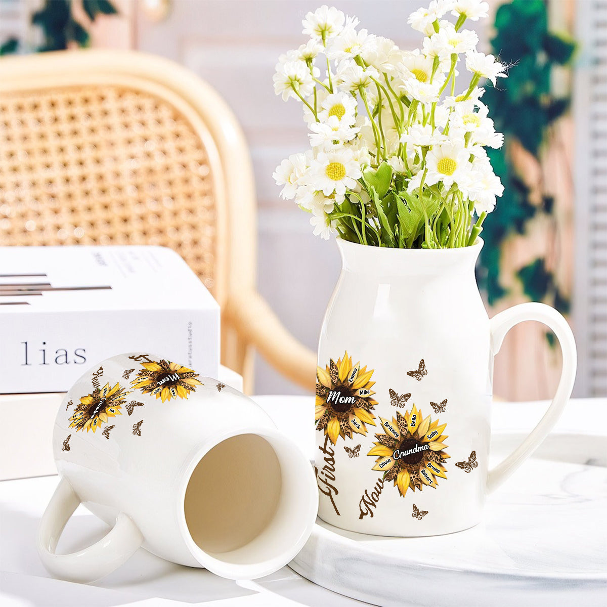 First Mom Now Grandma - Personalized Grandma Ceramic Flower Vase
