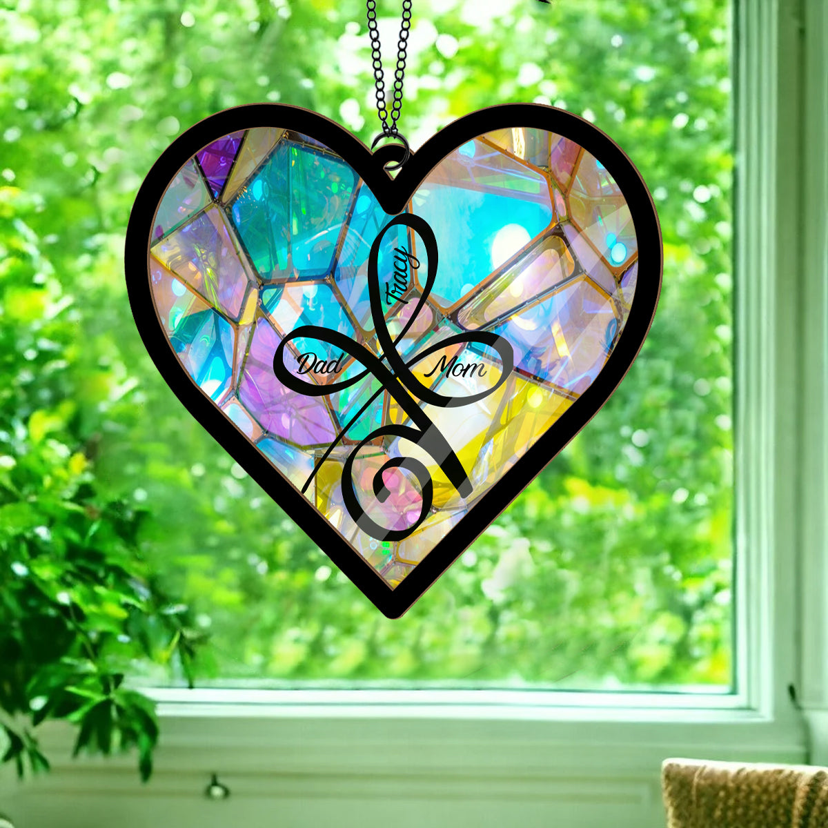 Unconditional Love - Personalized Family 2 Layered Window Hanging Suncatcher