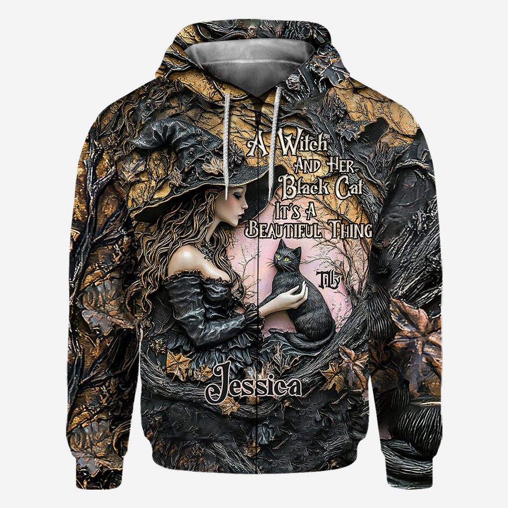 A Witch And Her Black Cat It's A Beautiful Thing - Personalized Witch All Over Shirt