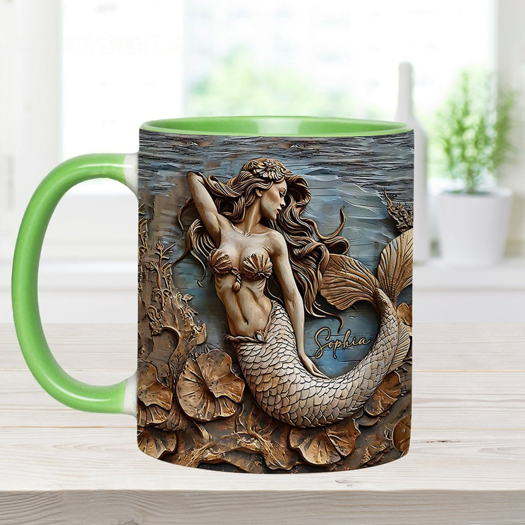 Beautiful Mermaid - Personalized Mermaid Accent Mug