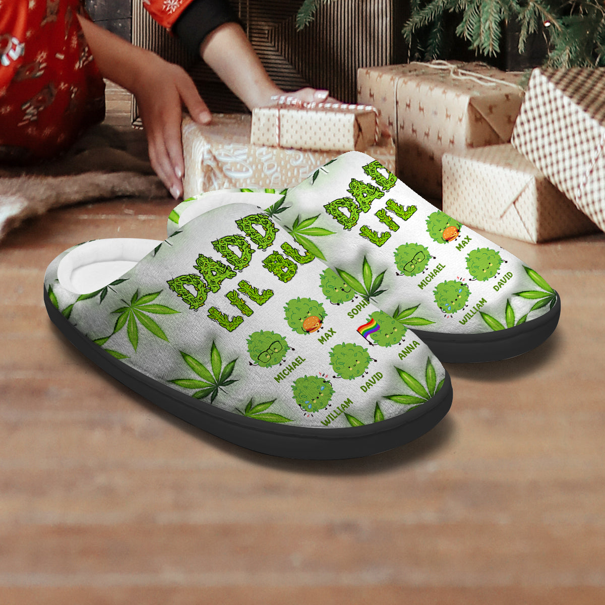 Daddy's Lil Buds Any Title - Personalized Weed Slippers