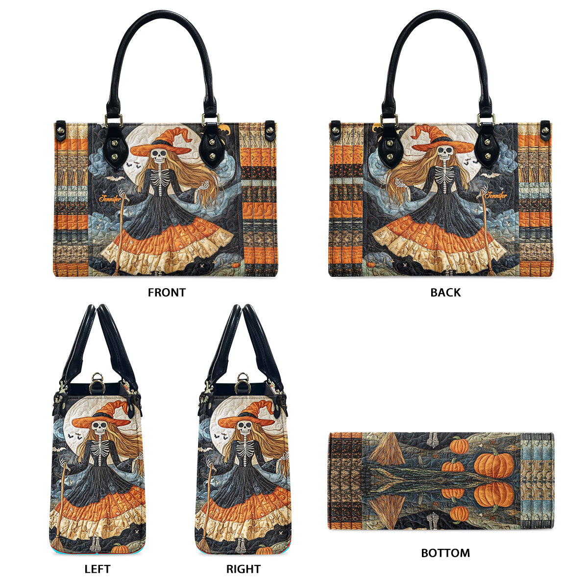 Beautiful Skull Witch - Personalized Witch Leather Handbag