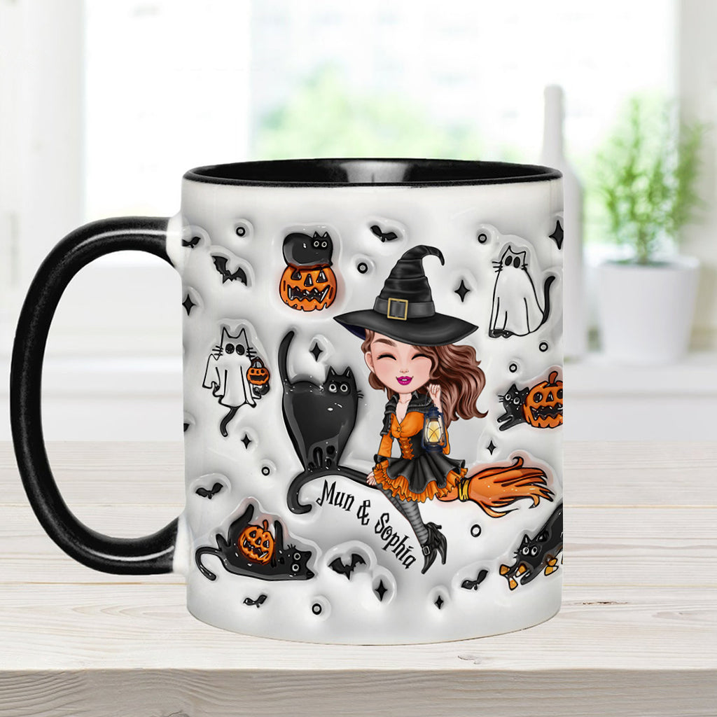 Cute Witch Halloween Ghost Boo Cat - Personalized Witch Accent Mug