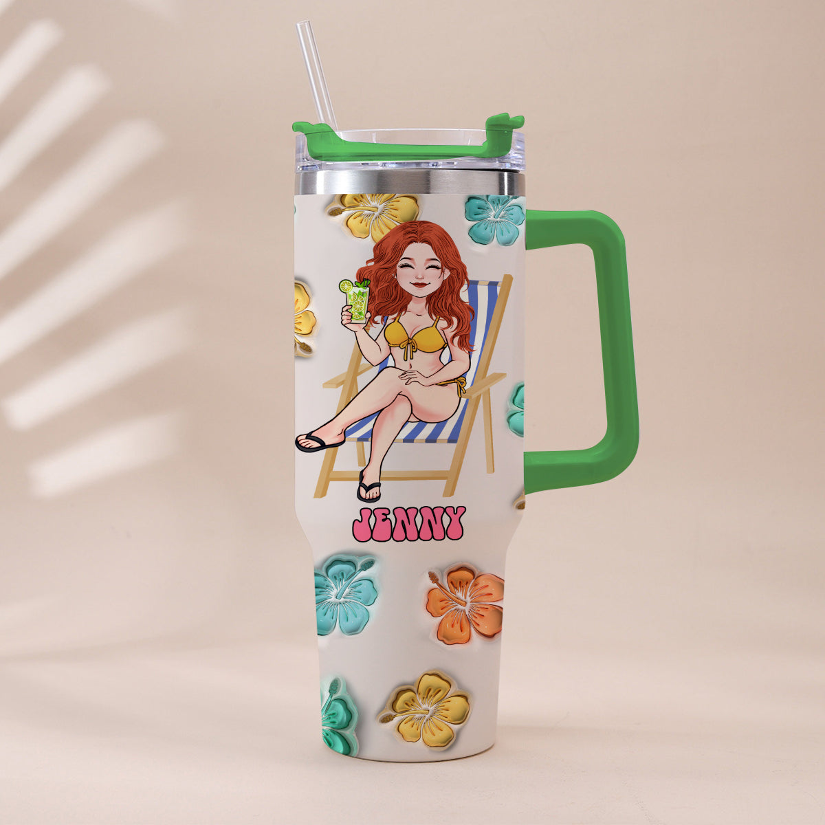 Summer Vibes - Personalized Sea Lover Tumbler With Handle