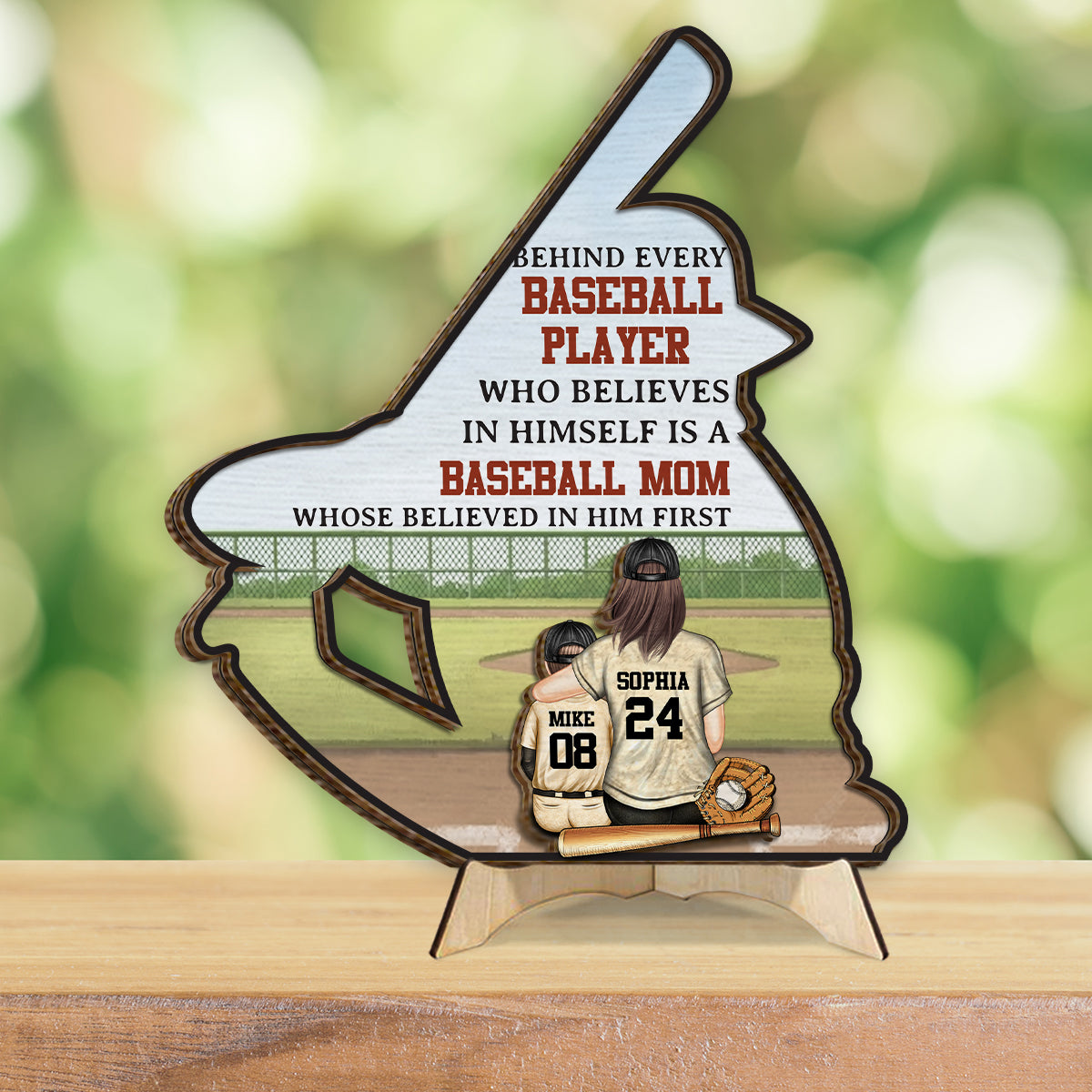 Baseball Mom/ Dad - Personalized Baseball 2 Layered Wood Sign / Wood Plaque