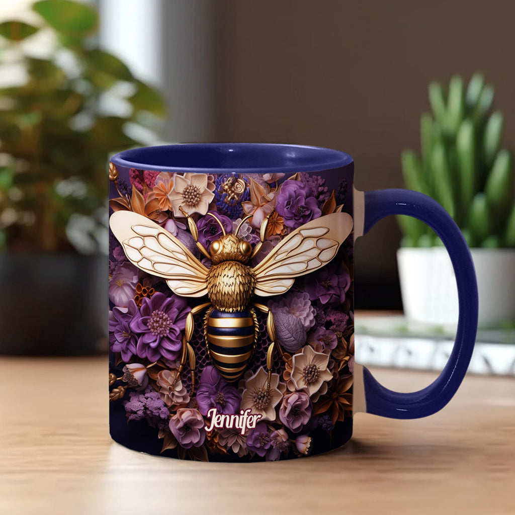 Bee Happy Golden Bee - Personalized Bee Accent Mug