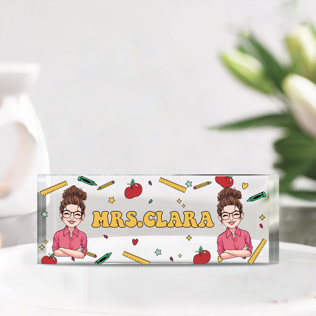 Teacher Desk Name Plate - Personalized Teacher Custom Shaped Acrylic Plaque