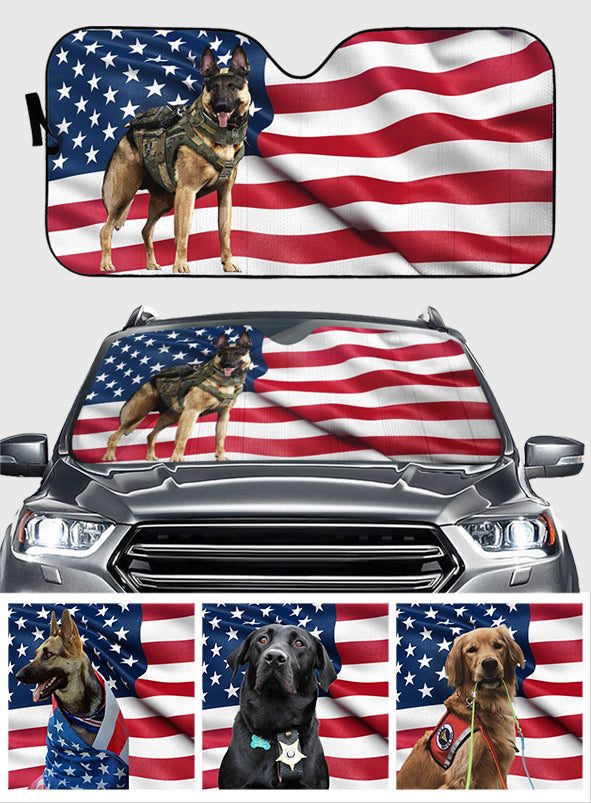 Back The Blue K9 - Personalized Police Officer Car Sunshade