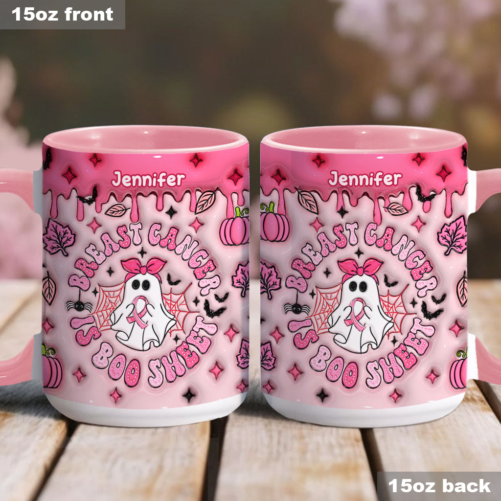 Breast Cancer Is Boo Sheet - Personalized Breast Cancer Awareness Accent Mug