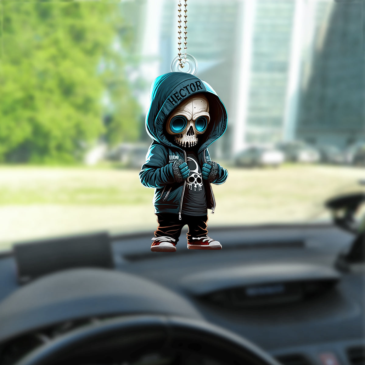 Stylish Skeleton - Personalized Skull Custom Shaped Car Ornament