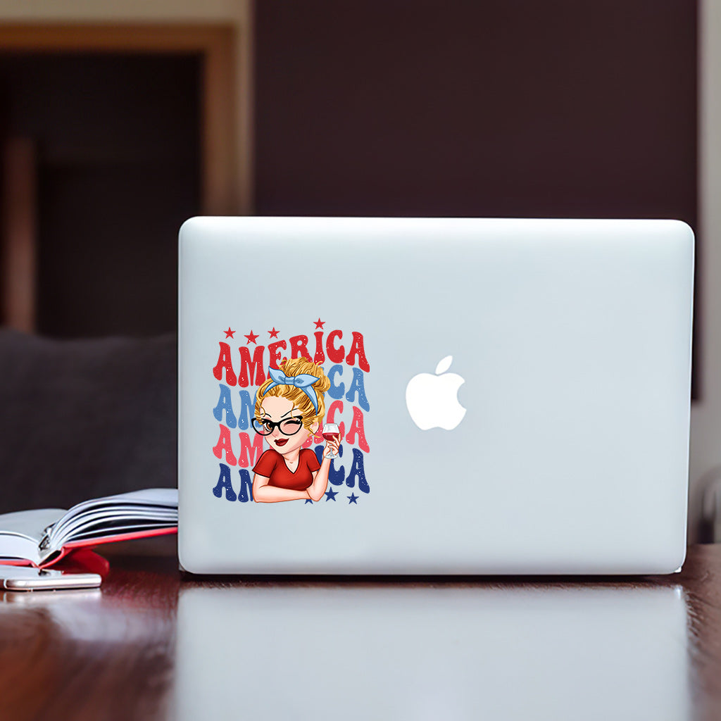 American Girly - Personalized Independence Day/ 4th of July Decal Full
