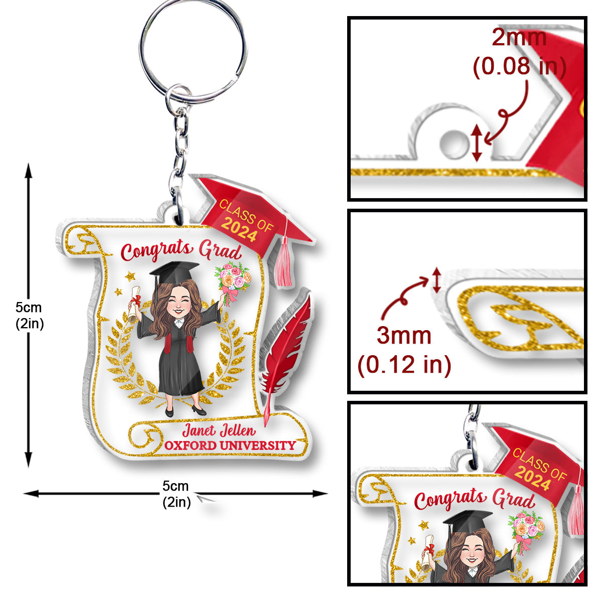 Congratulation Grad - Personalized Graduation Transparent Keychain