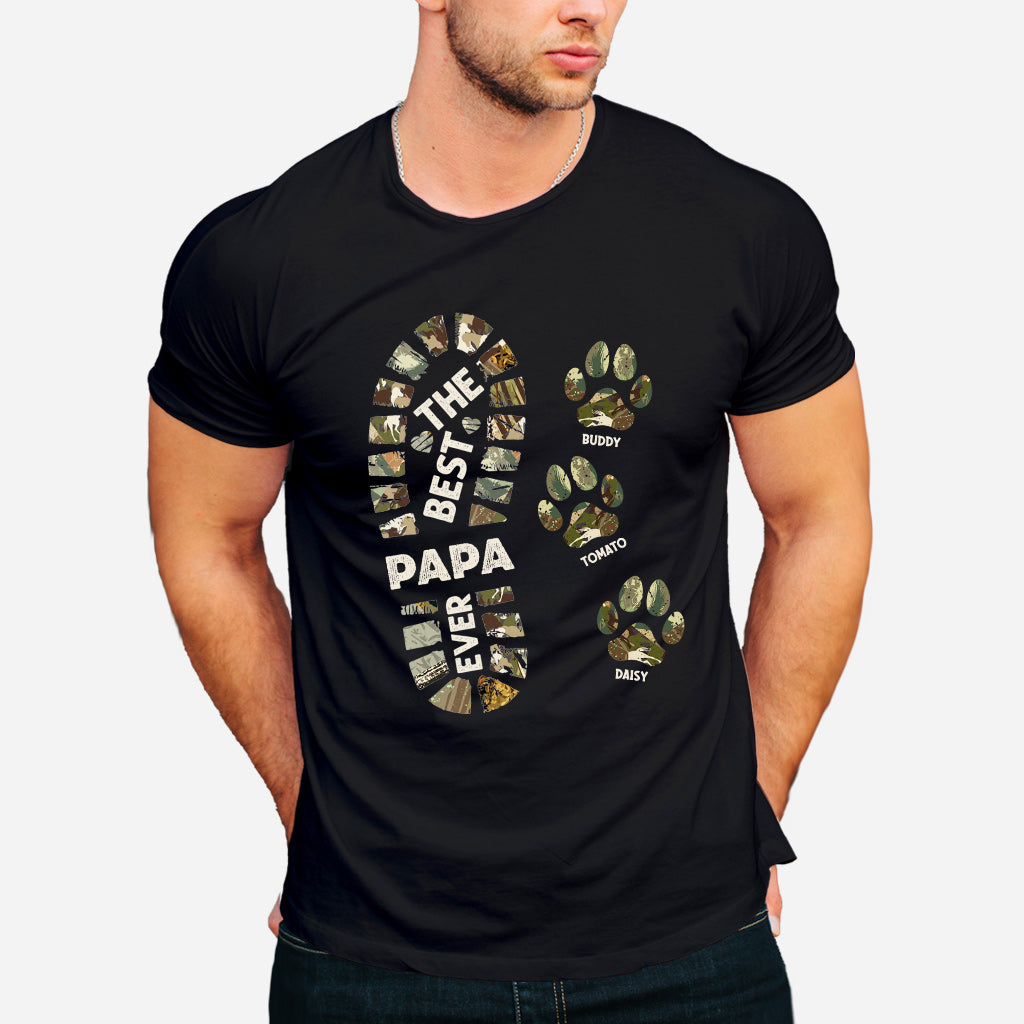 Dad Foot Print Paw Prints - Personalized Father T-shirt And Hoodie