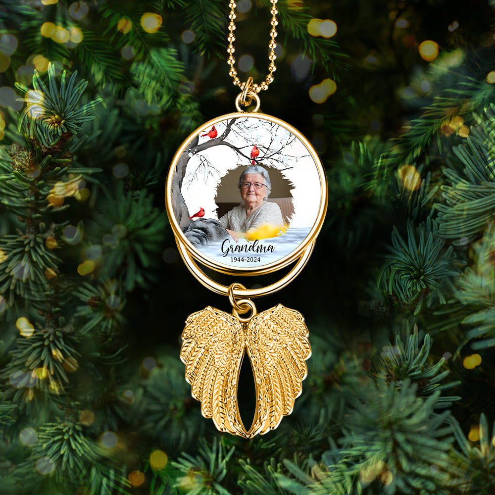 You left me beautiful memories - Personalized Memorial Wings Ornament
