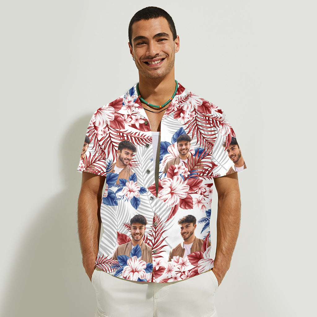 American Flag Flower - Personalized Independence Day/ 4th of July Hawaiian Shirt