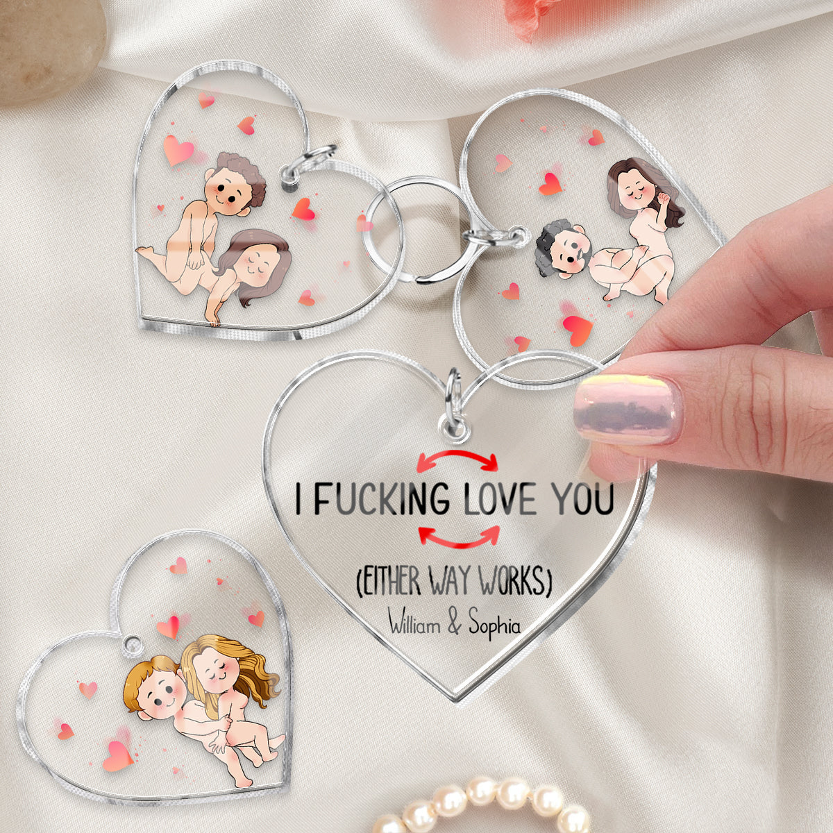 I Love You - Personalized Couple Keychain with Charms