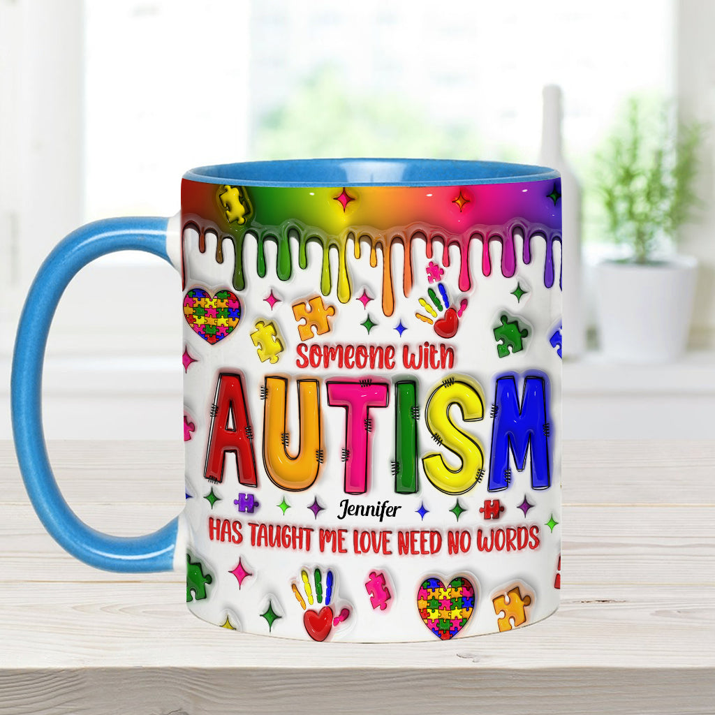 Love Need No Words - Personalized Autism Awareness Accent Mug