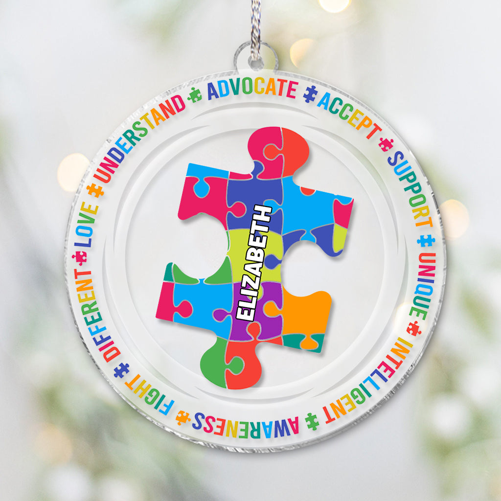 Love Understand - Personalized Autism Awareness Transparent Ornament