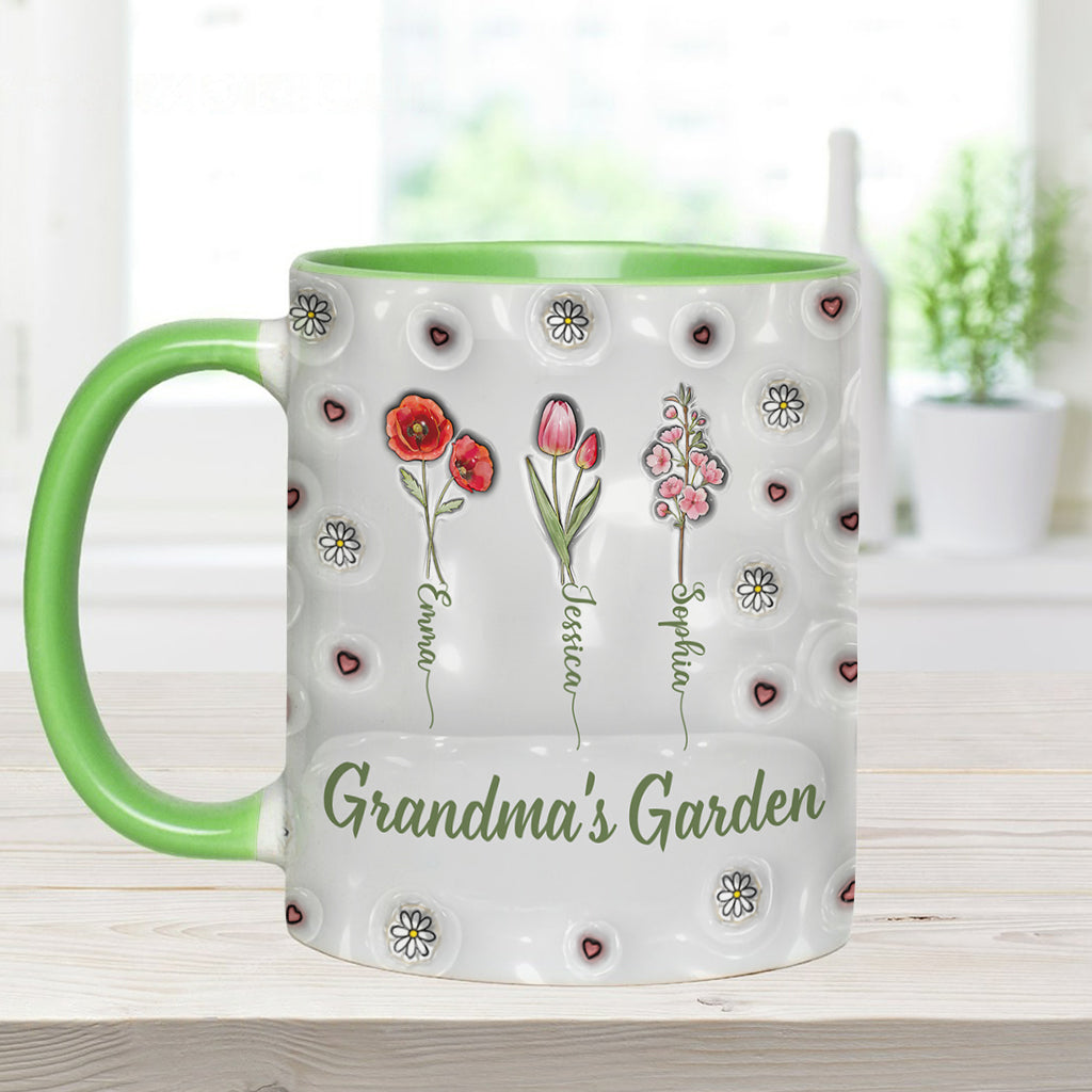 Birth Month Flowers Grandma's Garden - Personalized Grandma Accent Mug