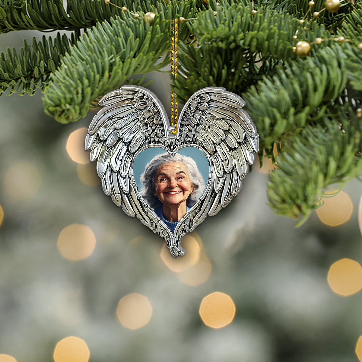 A Piece of My Heart Lives In Heaven - Personalized Memorial Shaped Aluminium Ornament (Print On Both Side)