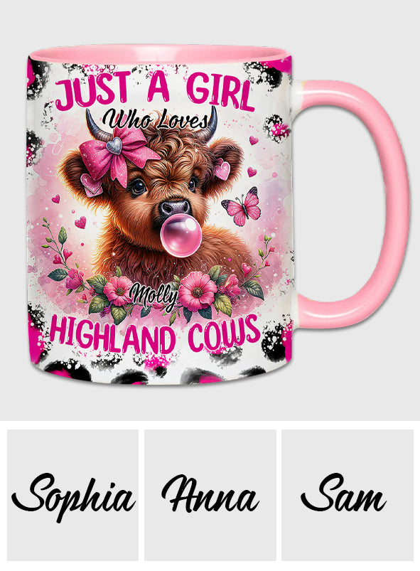 Cute Pink Highland Cow - Personalized Accent Mug