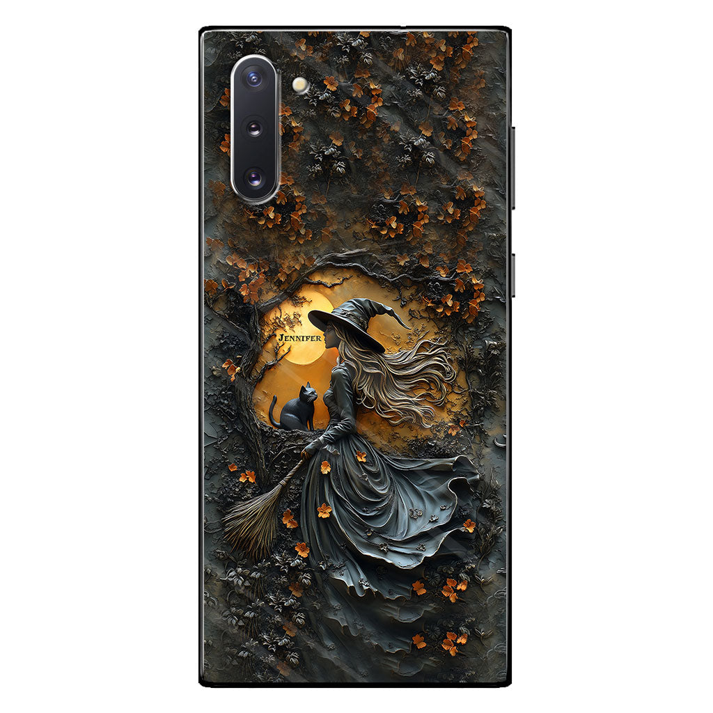 Beautiful Witch & Her Black Cat - Personalized Witch Phone Case