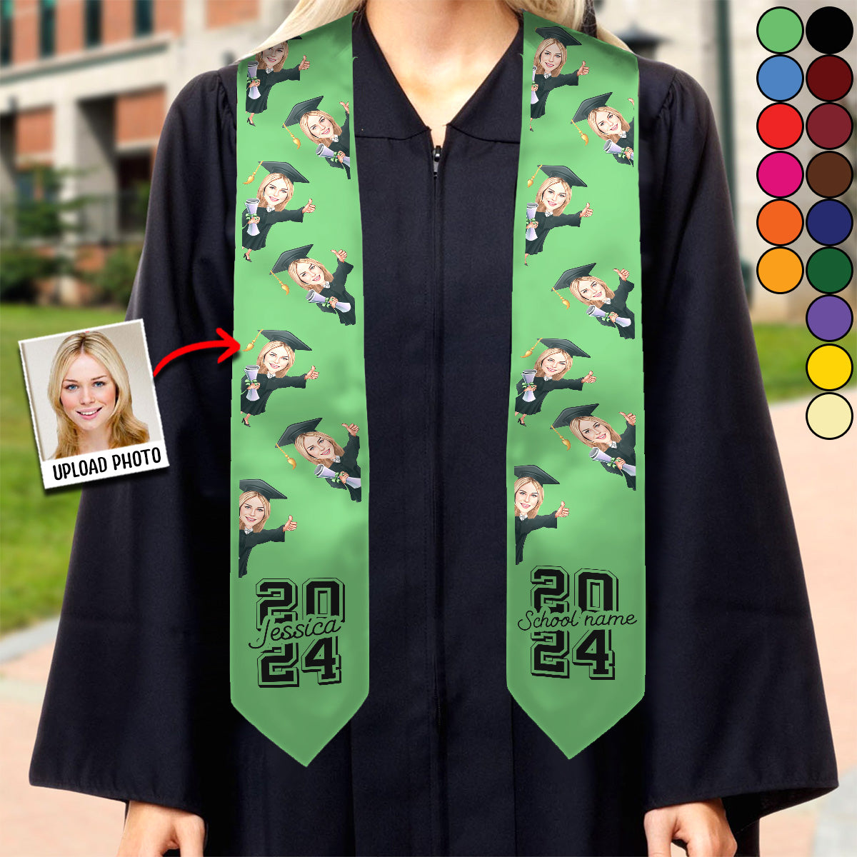 Caricature Funny Character - Personalized Graduation Graduation Stole