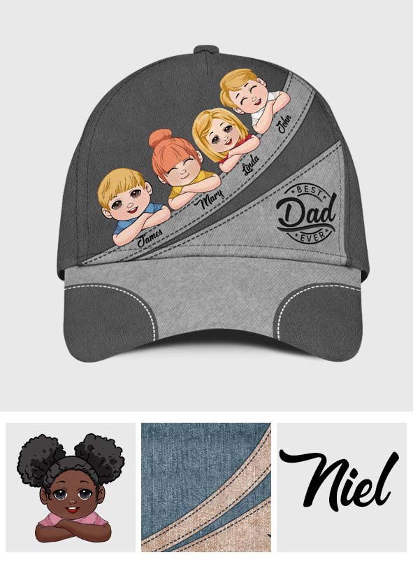 Best Dad Ever Cute Kids - Personalized Father Classic Cap