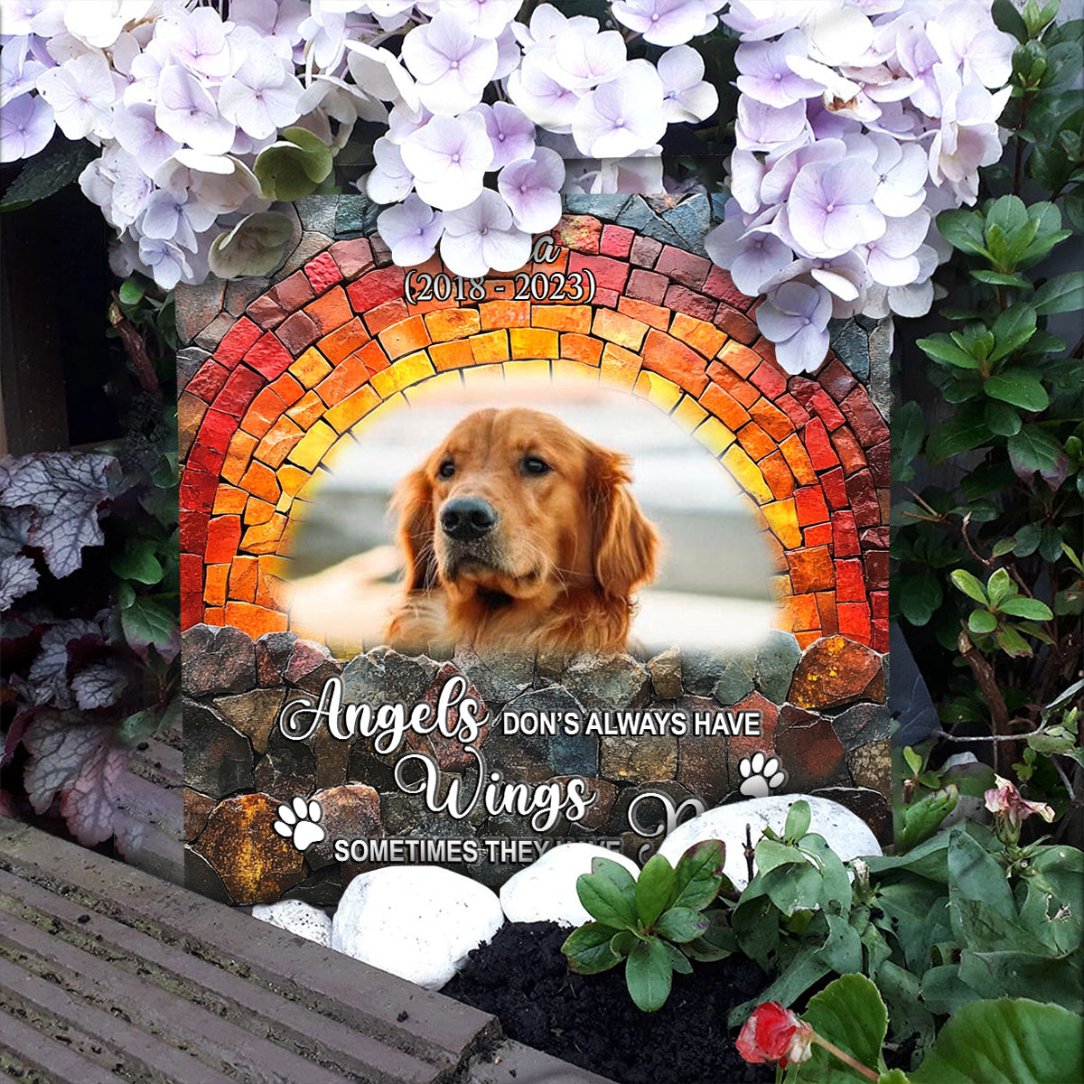 Angels Dont Always Have Wings - Personalized Dog Square Shaped Stone