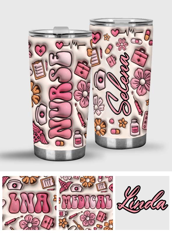 Pink Floral Style Nurse Life CNA - Personalized Nurse Tumbler