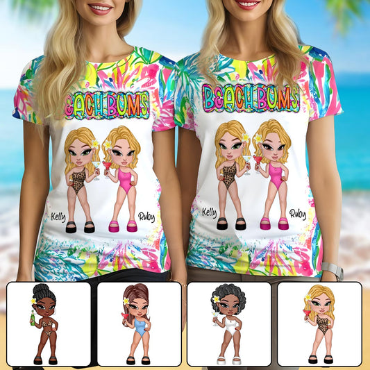 Beach Bum Besties - Personalized Sea Lover All Over Shirt